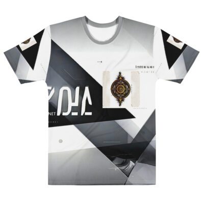 Signal Geometry Core — Monochromed Cyber Sigil & Sacred Grid in Minimal Tech-wear Festival Streetwear | Futuristic Sacred Geometry Spiritual Aesthetic | Men’s Cotton Crew Neck T-Shirt