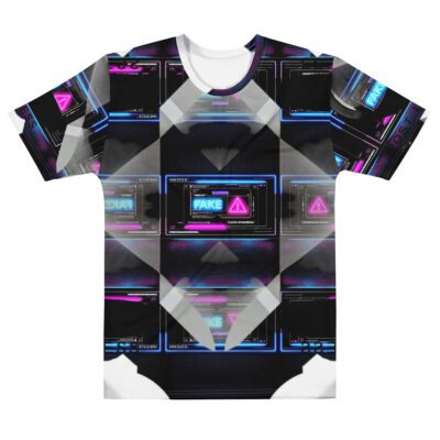 Signals Overrode Cyber Glitch Interface Streetwears Digital Illusion Matrix Aesthetic and Tech Awareness Energy | Men’s Cotton Crew Neck T-Shirt