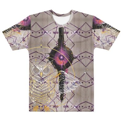 Watcher Signal Core — Arcane Owl Sigil in Monochrome Techwear | Sacred Vision Aesthetic | Men’s Cotton Crew Neck T-Shirt