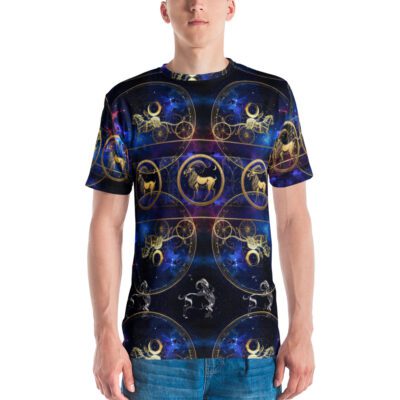 The Voyager Tarot Shirt – Celestial Astrology Tarot Card Galaxy Graphic Tee | Sacred Geometry Spiritual Design | Festival Cosmic Fashion | All-Over Print Men’s Crew Neck T-Shirt