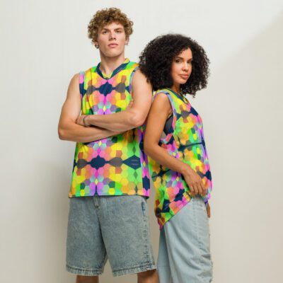 Spectrum Pulse: RGB Arena Hex Pattern Premium Basketball Jersey