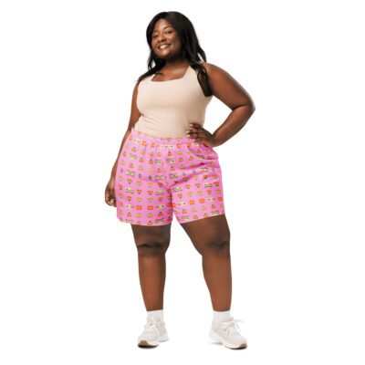 Pixel Love: Retro Gamer Pride Pattern All-Over Print Unisex Athletic Long Shorts