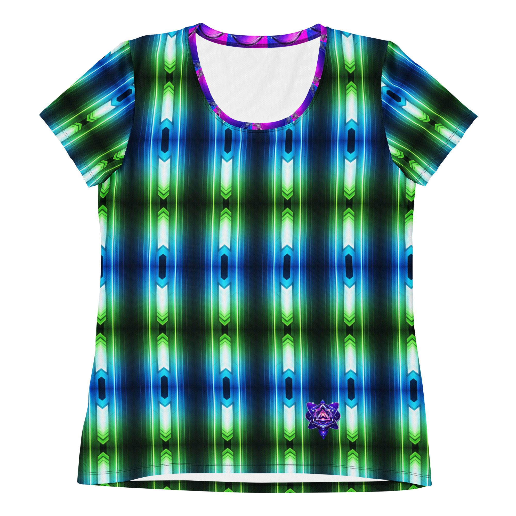 Pulse Reactor: Core Flow Emblem Women’s Athletic T-Shirt - Image 2
