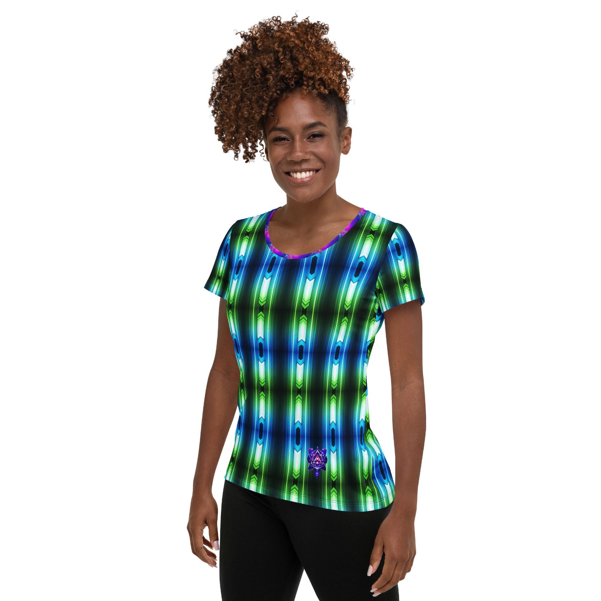 Pulse Reactor: Core Flow Emblem Women’s Athletic T-Shirt - Image 5