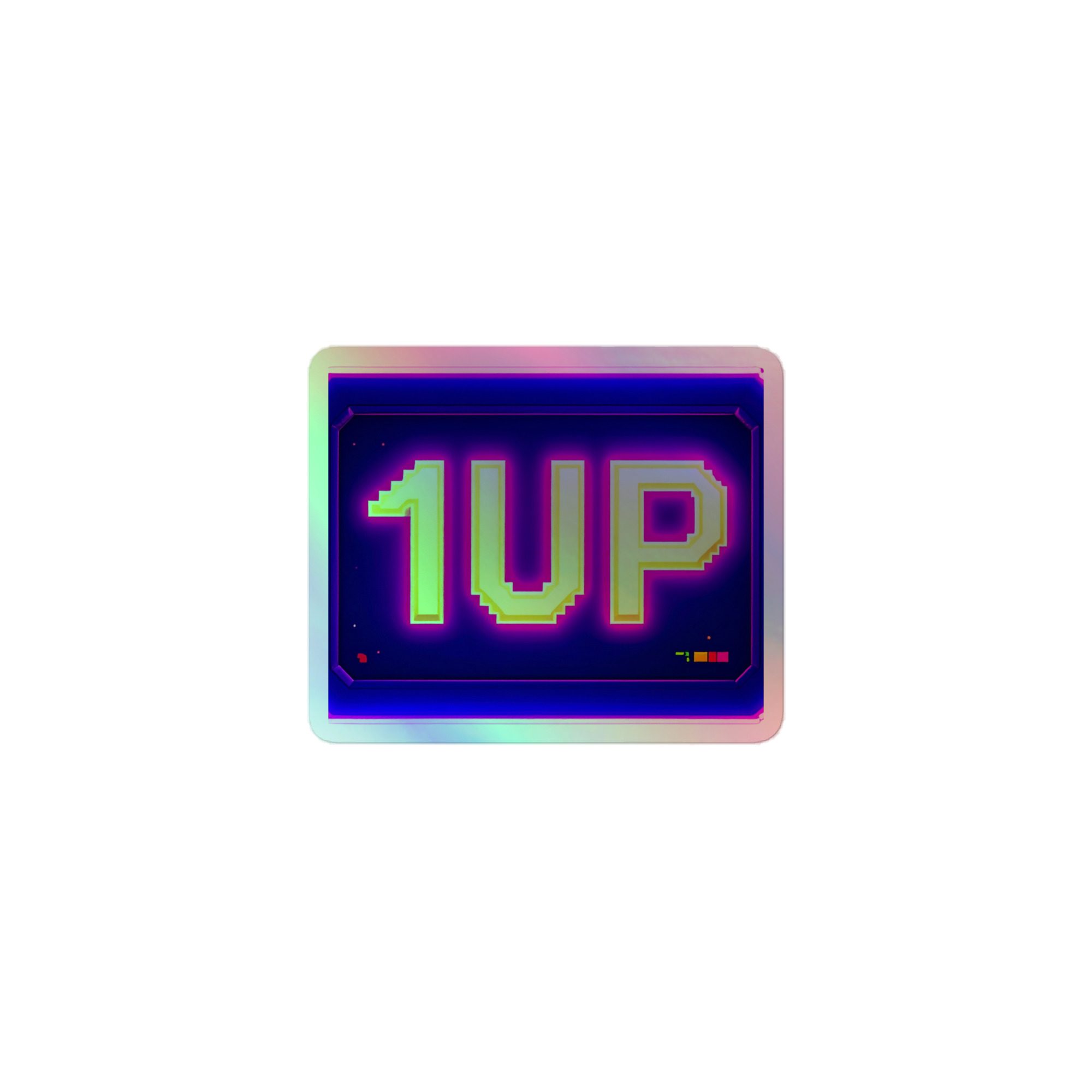 1UP Neon Pixel — Retro Gaming: Holographic StickerS - Image 2