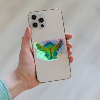 Radiant Ascension Sigil — Celestial Winged Energy in Holographic Aura Aesthetic | Divine Light Symbolic Design | Holographic Stickers