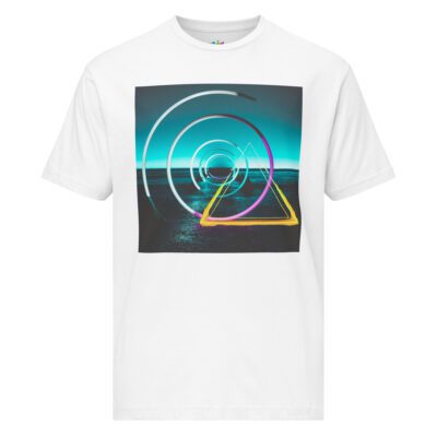 Cyberpunk Portal: Geometric Future Horizon Unisex Fine Jersey Tee