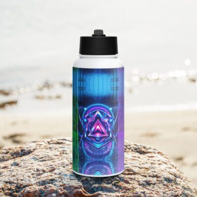 Nova Reactor Cyberpunk Energy Core: Stainless steel water bottle with a straw lid