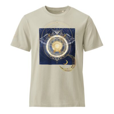 Astral Owl of the Solar Gate – Celestial Sacred Geometry Mystic Design | Unisex Garment Dyed Creator 2.0 Vintage T-Shirt