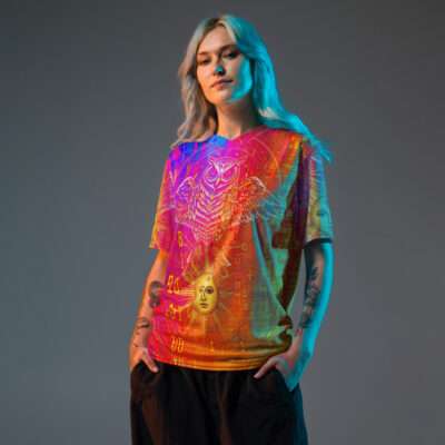 Solar Oracle Owl — Celestial Wisdom Sigil in Cyber Astrology Streetwear | Sacred Geometry Energy Code Aesthetic | Recycled Unisex Sports Jersey