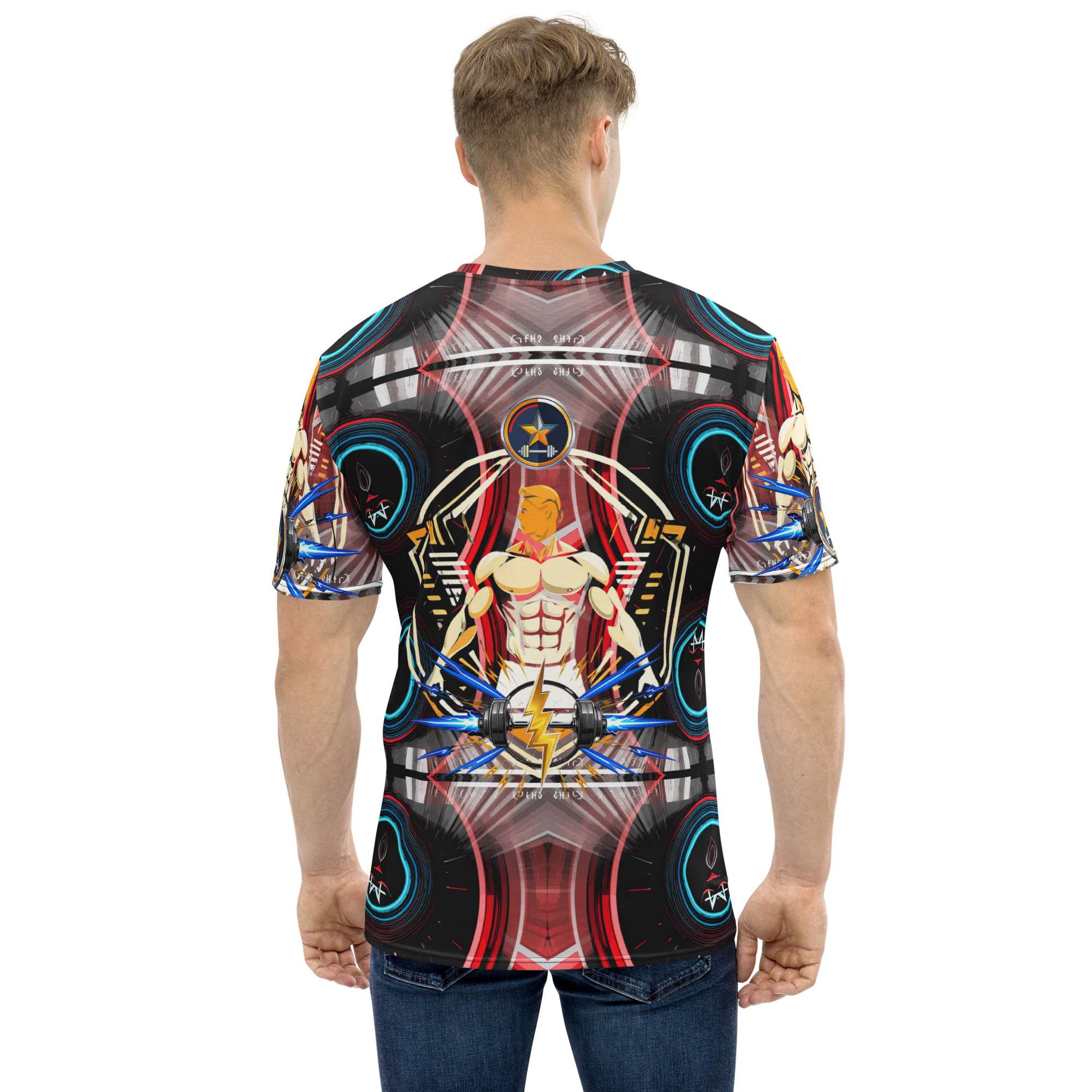 Guardian Core — Reactor Strength Sigil in Cyber Athletic Streetwear | Gym-Ready Energy Design | All-Over Print Men’s T-Shirt - Image 4