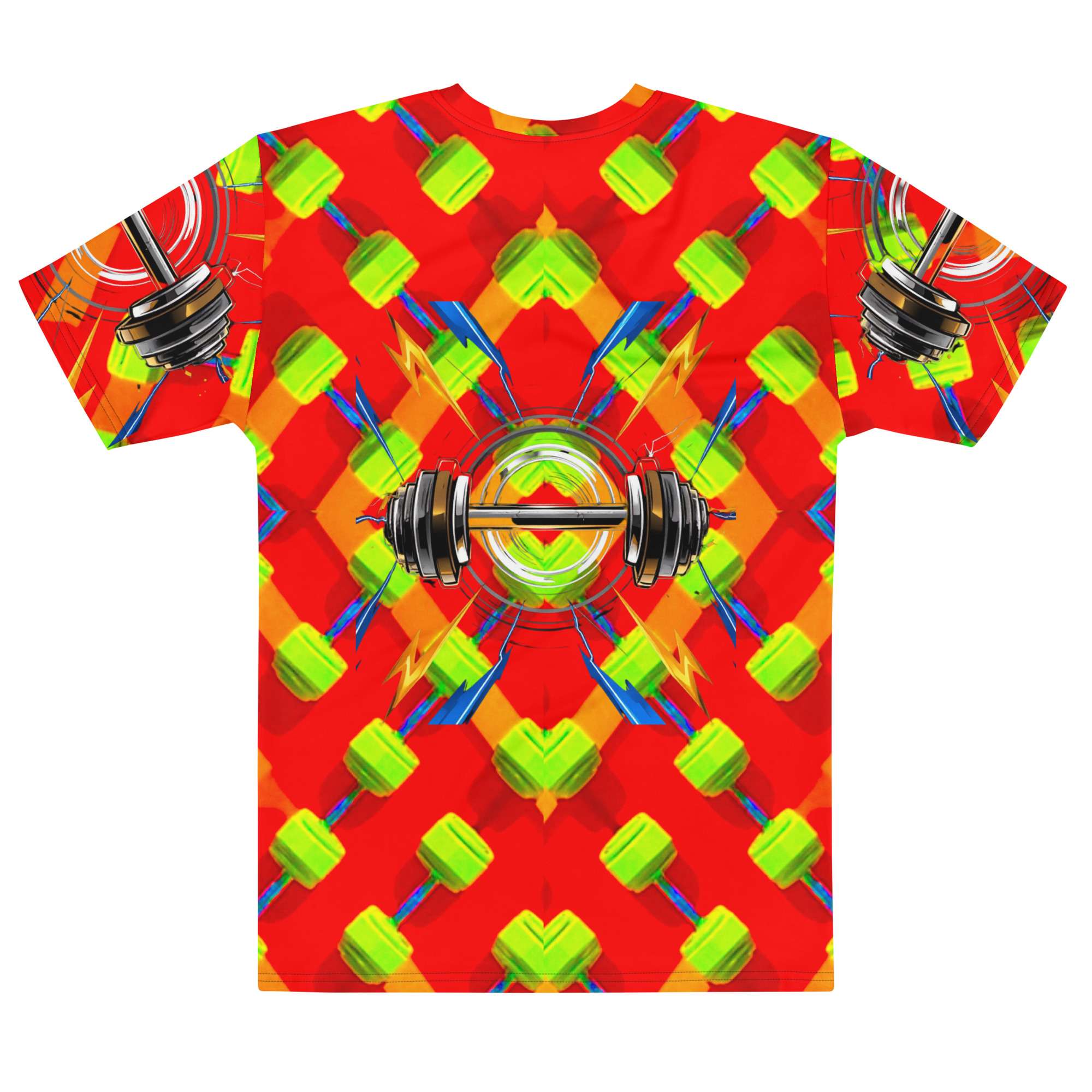 Core Pulse — Energy Barbell Emblem in Modern Fitness Streetwear | Strength Symbolism Meets Gym Lifestyle | All-Over Print Men’s T-Shirt - Image 3