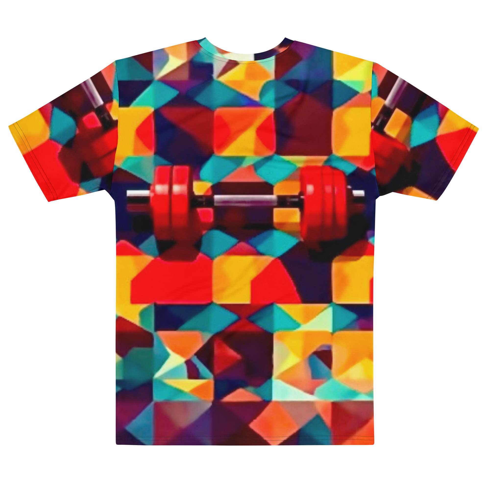 Chromatic Lift — Geometric Barbell Energy Design in Bold Fitness Streetwear | Abstract Strength Meets Gym Lifestyle | All-Over Print Men’s T-Shirt - Image 3