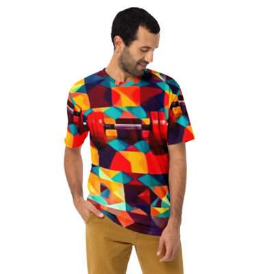 Chromatic Lift — Geometric Barbell Energy Design in Bold Fitness Streetwear | Abstract Strength Meets Gym Lifestyle | All-Over Print Men’s T-Shirt