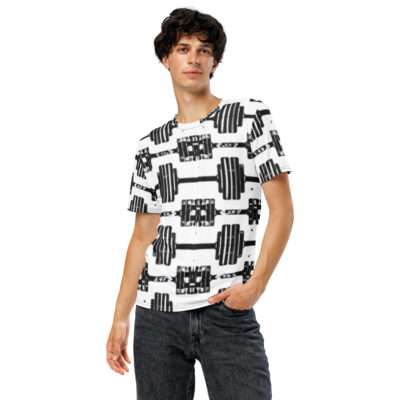 Iron Grid — Minimal Barbell Pattern in Clean Fitness Streetwear | Strength Training Meets Everyday Gym Lifestyle | All-Over Print Men’s T-Shirt
