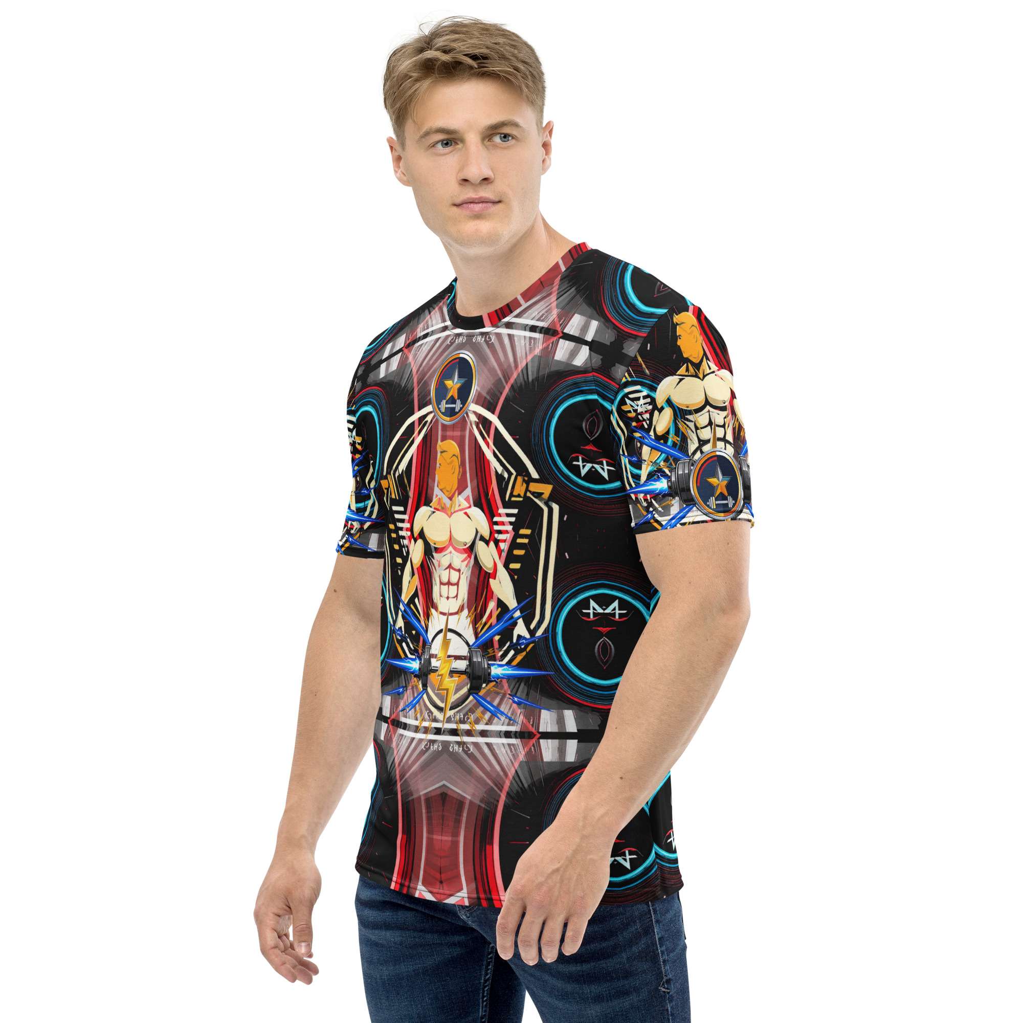 Guardian Core — Reactor Strength Sigil in Cyber Athletic Streetwear | Gym-Ready Energy Design | All-Over Print Men’s T-Shirt - Image 6
