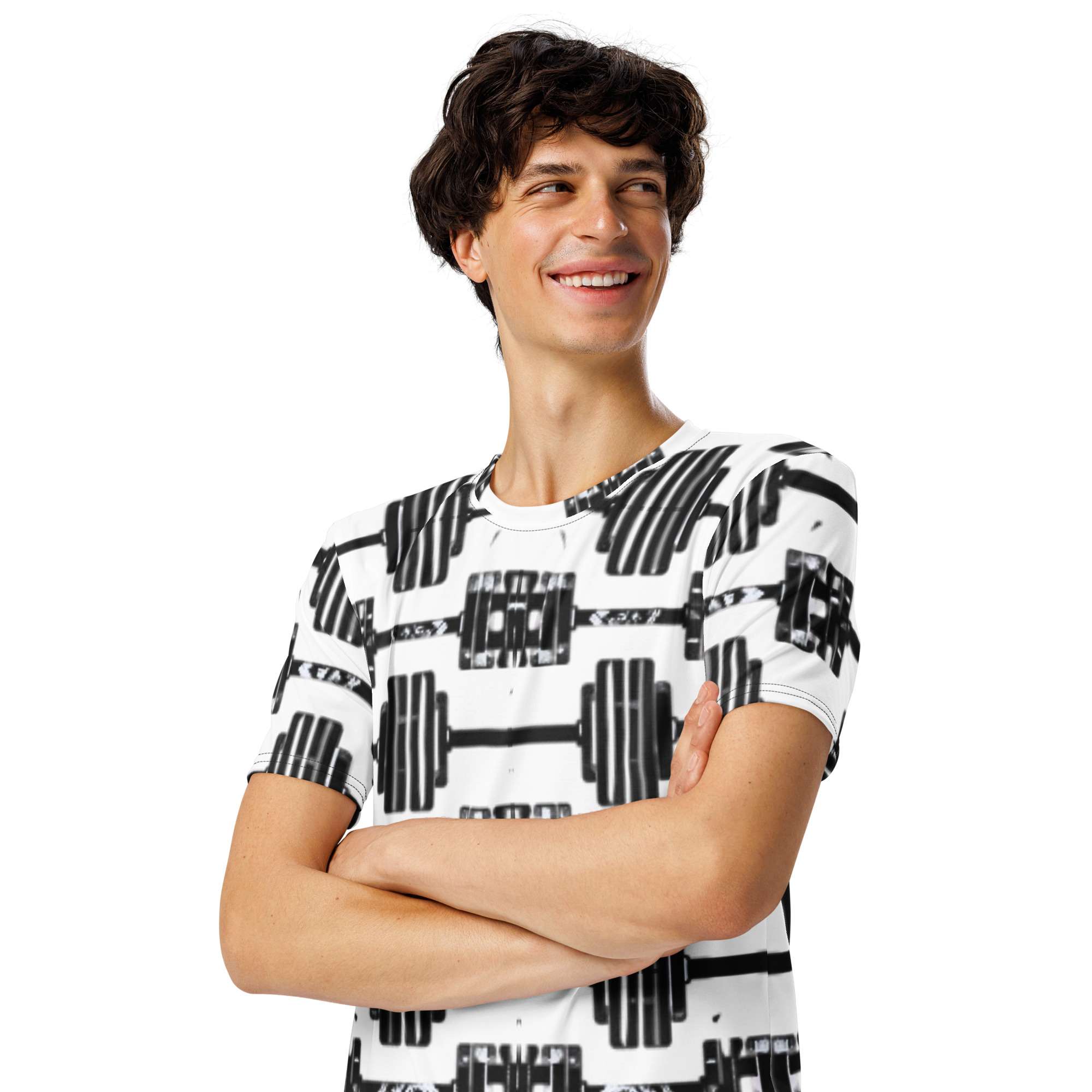 Iron Grid — Minimal Barbell Pattern in Clean Fitness Streetwear | Strength Training Meets Everyday Gym Lifestyle | All-Over Print Men’s T-Shirt - Image 5