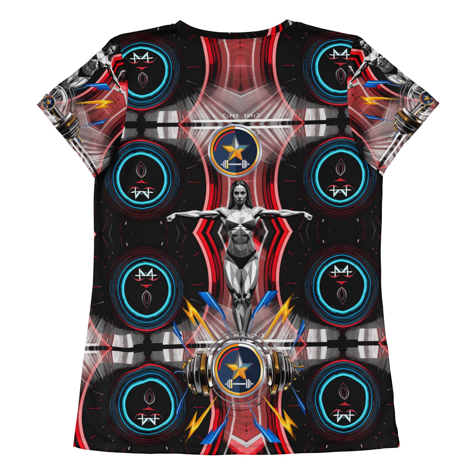 Guardian Core — Reactor Balance Sigil in Cyber Athletic Streetwear | Gym-Ready Energy Design | All-Over Print Women’s Athletic T-Shirt - Image 3