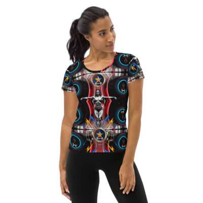 Guardian Core — Reactor Balance Sigil in Cyber Athletic Streetwear | Gym-Ready Energy Design | All-Over Print Women’s Athletic T-Shirt